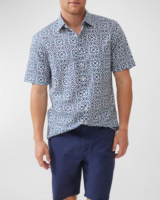 Rodd & Gunn Becksley Geometric-Print Short-Sleeve Shirt
