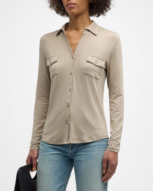 Majestic Filatures Soft Touch Button-Down Shirt with Pockets