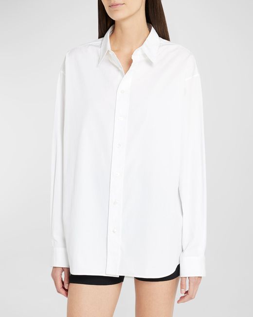 The Row Penna Long-Sleeve Collared Cotton Shirt