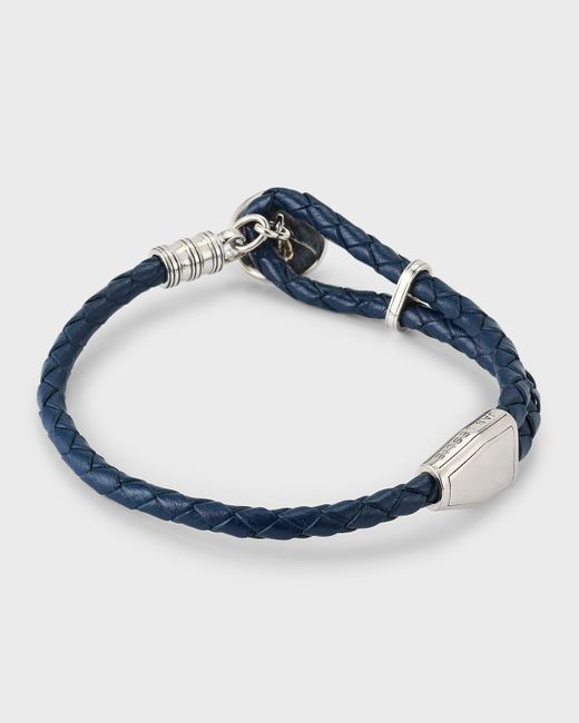 Jan Leslie Braided Leather Bracelet with Blue Tigers Eye