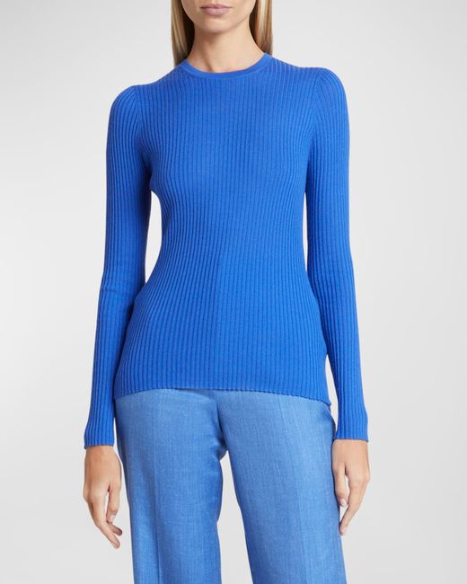Gabriela Hearst Browning Long-Sleeve Crewneck Cashmere-Silk Knit Sweater