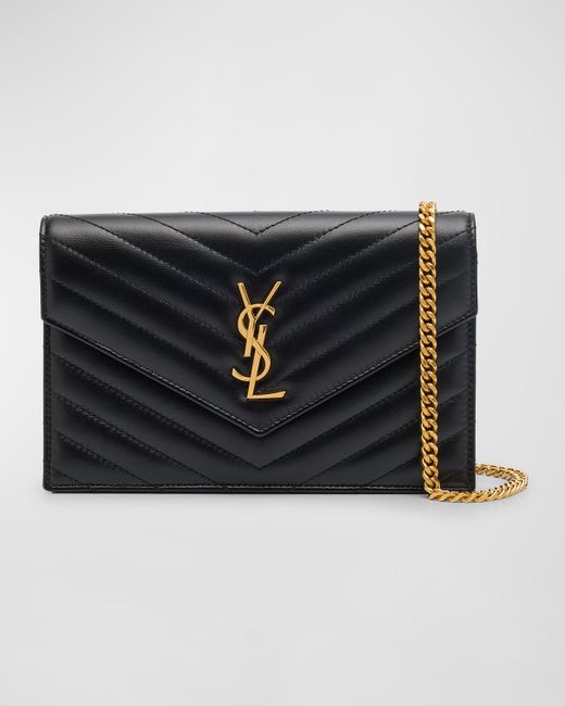 Saint Laurent Small YSL Wallet on Chain Quilted Leather