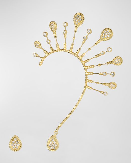 Boucheron 18K Gold Serpent Boheme Solarite Asymmetric Diamond Earrings