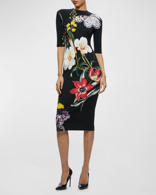 Alice + Olivia Delora Printed Midi Dress