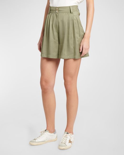 Golden Goose Journey Leilah Pleated Viscose-Twill Shorts
