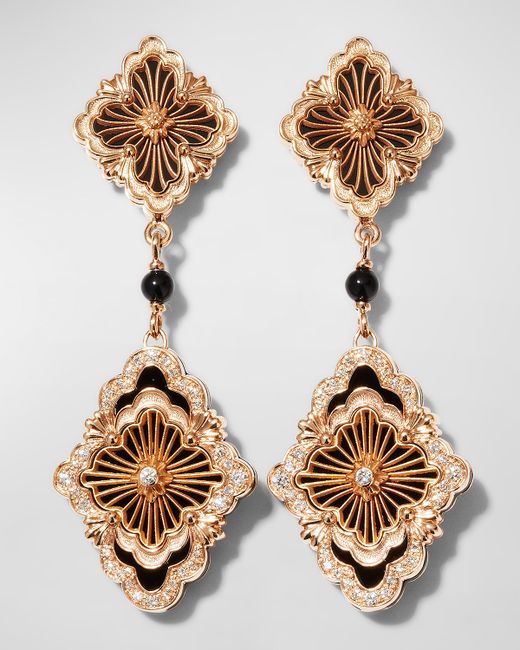 Buccellati Opera Tulle Pendant Earrings with Onyx Diamonds and 18K Pink Gold