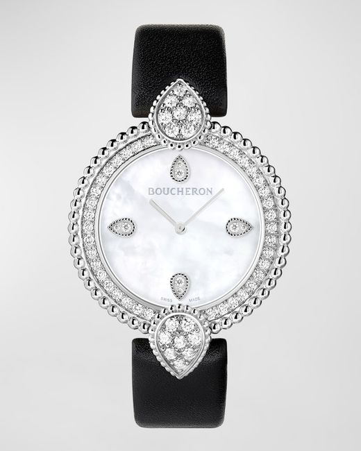 Boucheron Serpent Boheme 18K White Gold Watch with Diamonds and Mother of Pearl