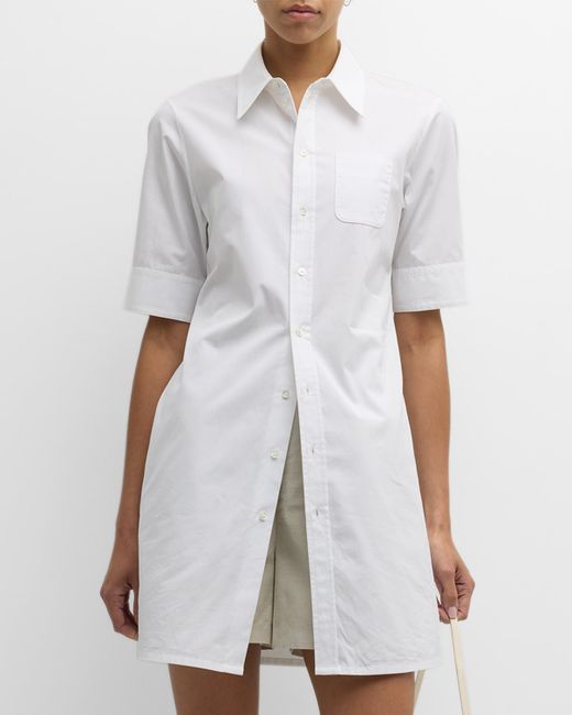 Co Short-Sleeve Patch-Pocket Collared Tunic Shirt