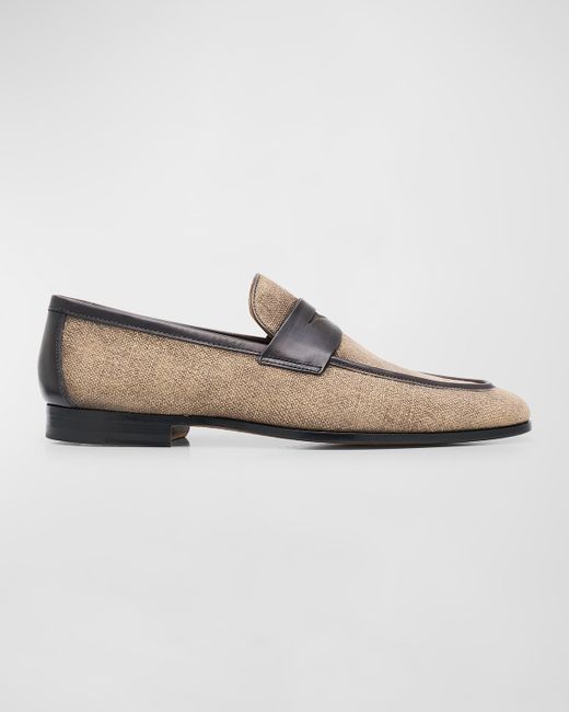 Magnanni Wyland Linen and Leather Penny Loafers