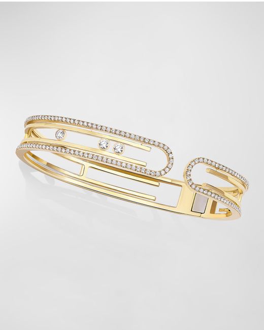 Messika Move Uno Pave Diamond Bangle Bracelet 18K Gold