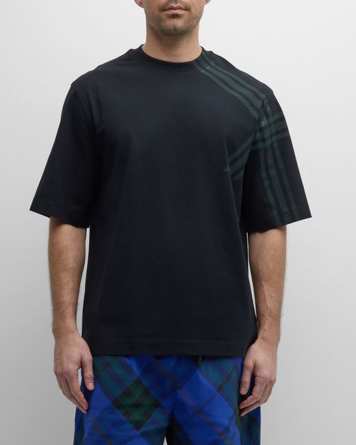 Burberry T-Shirt with Plaid Shoulder