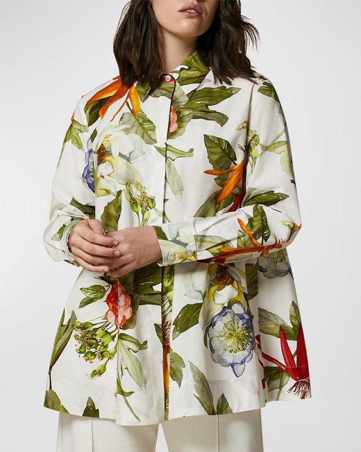 Marina Rinaldi Plus Appia Floral Button Down A-Line Blouse