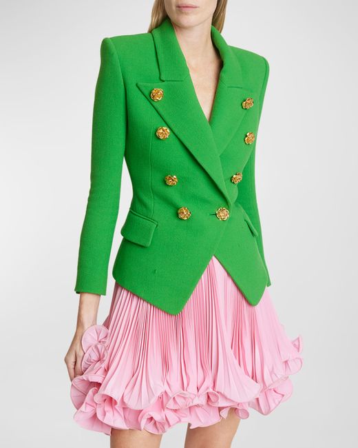 Balmain Rose 8-Button Double-Breasted Crepe Jacket