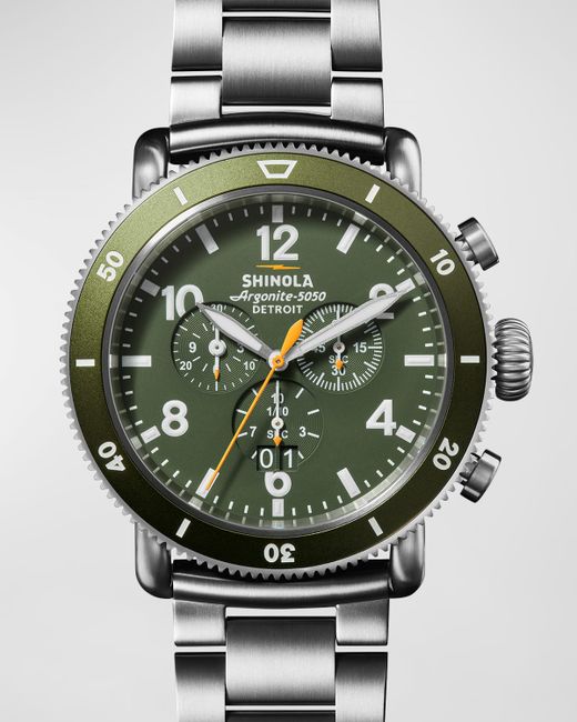 Shinola Runwell Sport Chrono Leather and Titanium Watch Gift Set