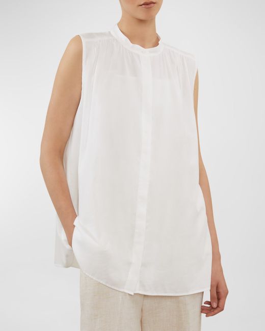Peserico Ruched Sleeveless Cotton Top