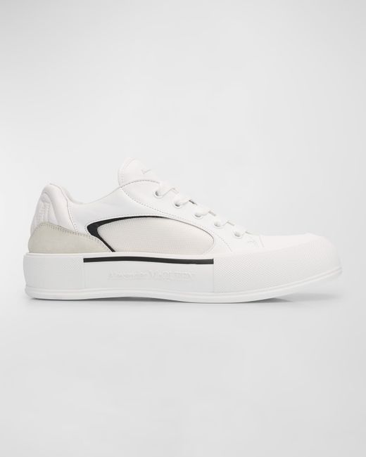 Alexander McQueen Skate Deck Plimsoll Textile and Leather Low-Top Sneakers