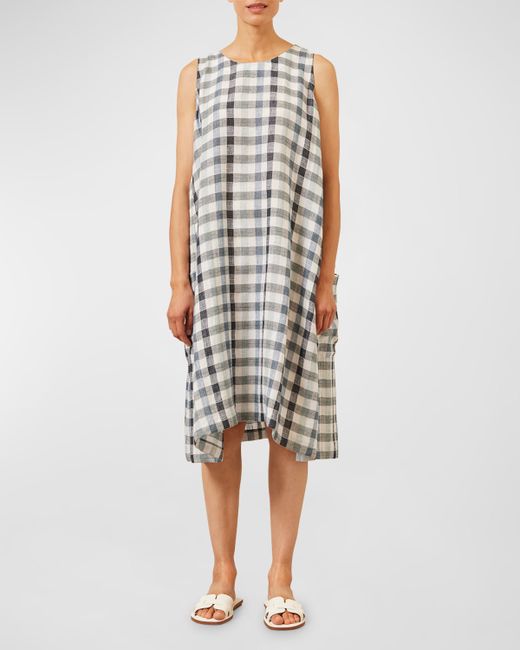 eskandar 3/4-Length Side Pleated Sleeveless Dress