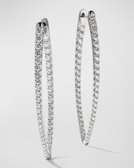 Memoire 18k Gold Diamond V-Shape Hoop Earrings