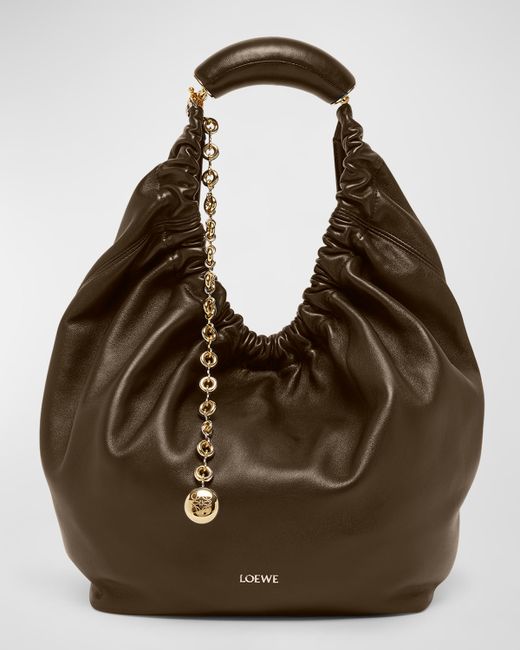 Loewe Small Squeeze Chain Leather Hobo Bag