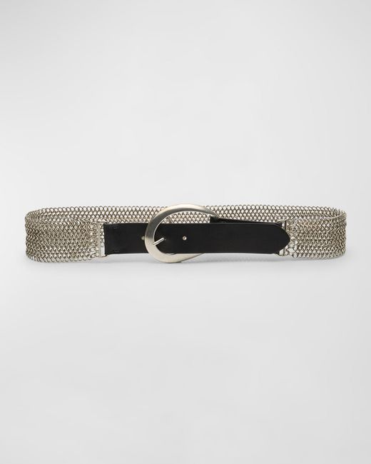 Streets Ahead Silver-Tone Chain Leather Belt