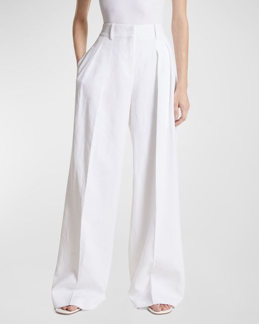Michael Kors Collection Sandwashed Linen Pleated Slouch Trousers