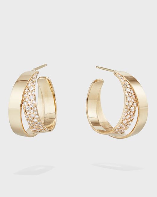 Lana Jewelry 14k Flawless Double Vanity Hoop Earrings w Diamonds 20mm