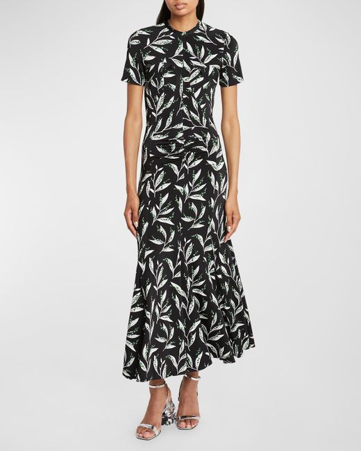 Rabanne Floral Print Ruched Maxi Dress