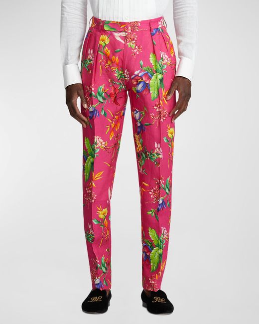 Ralph Lauren Purple Label Botanical Print Linen Trousers
