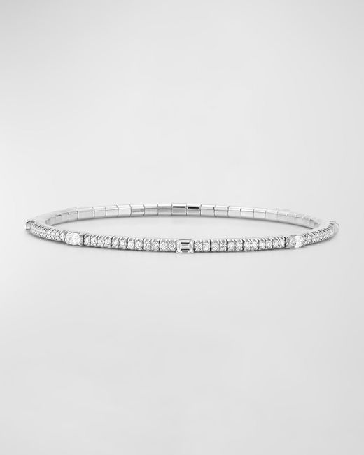 Extensible 18K Multi Diamond Stretch Tennis Bracelet 6.5L