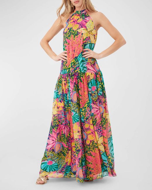 Trina Turk Kissimmee Floral-Print Halter Maxi Dress