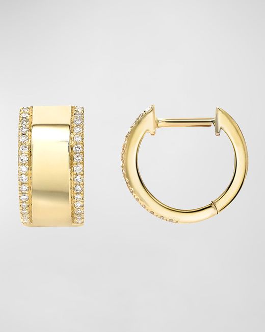 Zoe Lev Jewelry 14K Gold Diamond Thick Huggie Earrings