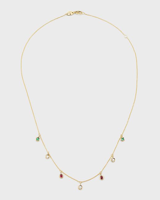 Roberto Coin 18K Ruby Emerald and Diamond 7 Dangle Necklace