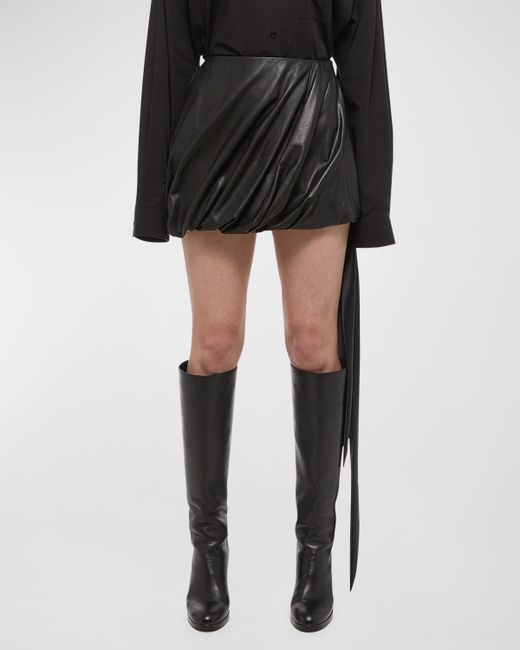 Helmut Lang Leather Bubble Mini Skirt