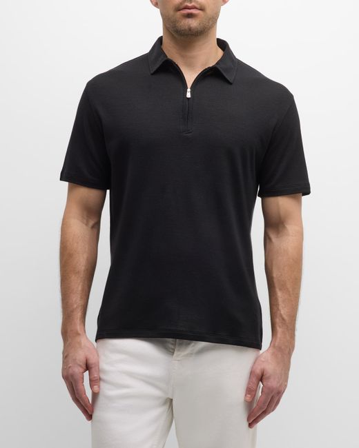 Isaia Wool Quarter-Zip Polo Shirt