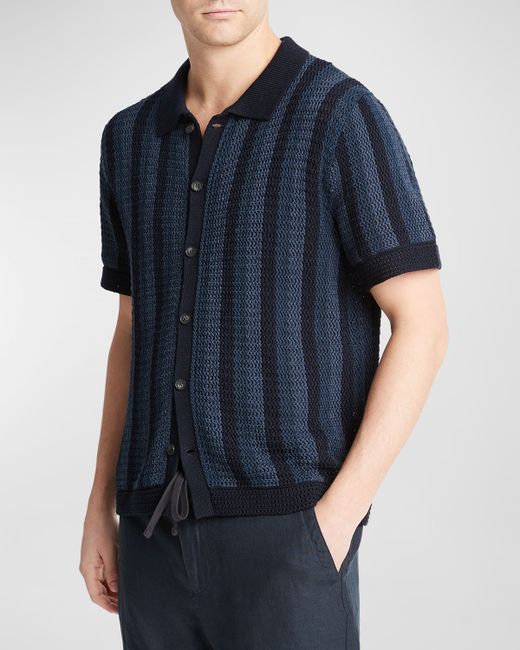Vince Crochet Stripe Button-Down Shirt