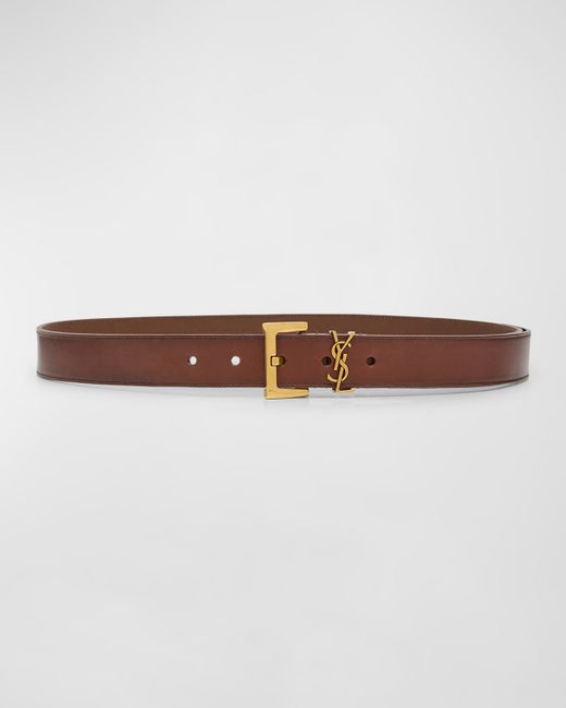 Saint Laurent YSL Brass Leather Belt