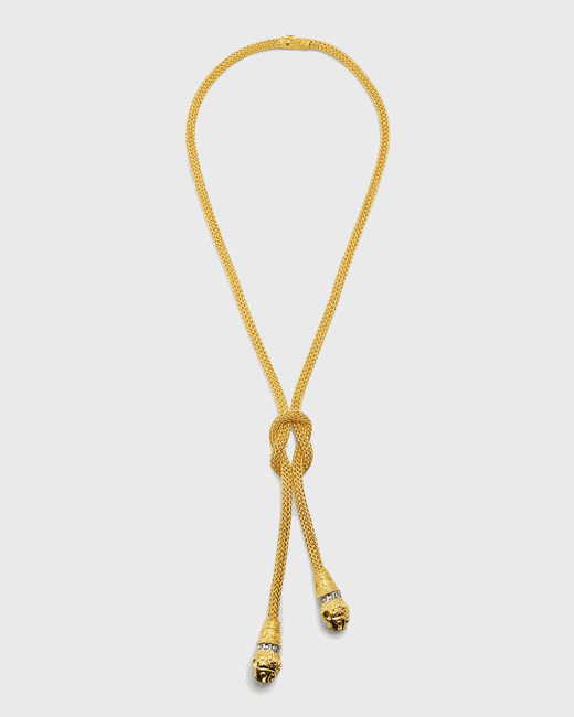 NM Estate Estate 18K Yellow Gold Diamond and Ruby Lariat Necklace