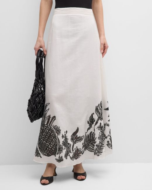 Dorothee Schumacher Exquisite Luxury Embroidered Linen Maxi Skirt