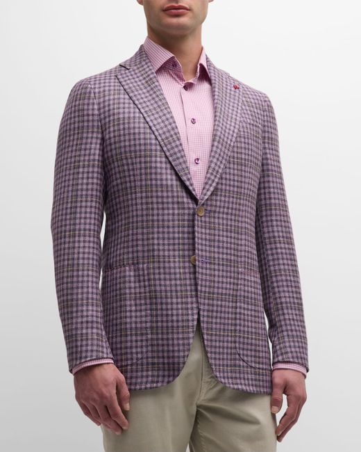 Isaia Check Wool-Blend Sport Coat