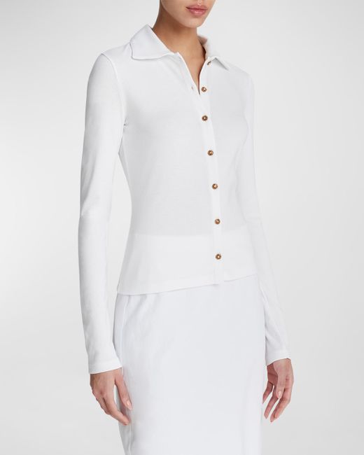 Vince Long-Sleeve Collared Button-Front Top