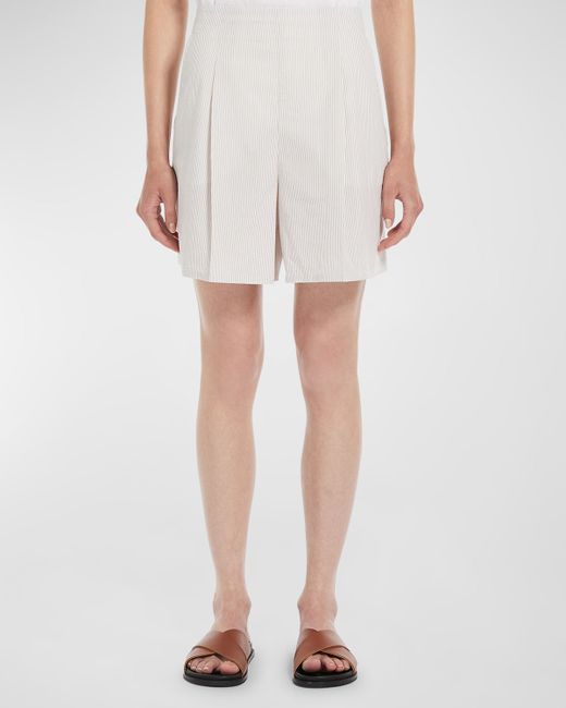 Max Mara Leisure Canale Pleated Striped Cotton Shorts
