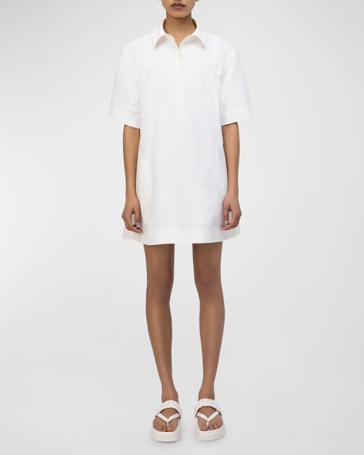 Simkhai Lucienne Short-Sleeve Cotton Mini Shirtdress