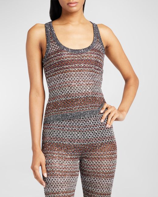 Missoni Mesh Knit Tank Top with Sequins