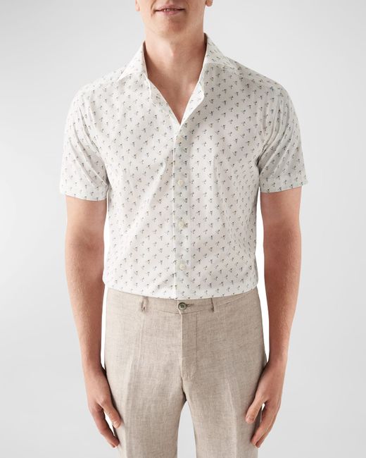 Eton Modern Fit Drink-Print Short-Sleeve Shirt