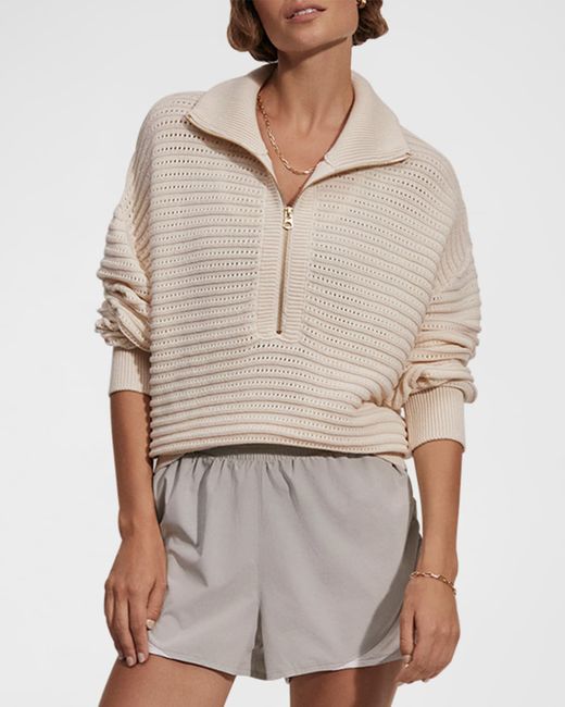 Varley Tara Pointelle Half-Zip Sweater