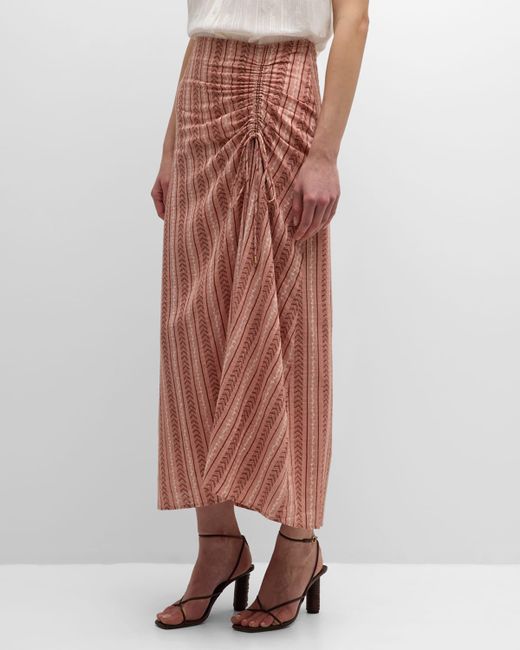 Vanessa Bruno Calyp Ruched Geometric-Print Midi Skirt