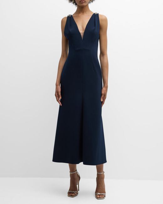 Jenny Packham Lola Plunging Crystal Strappy Gown