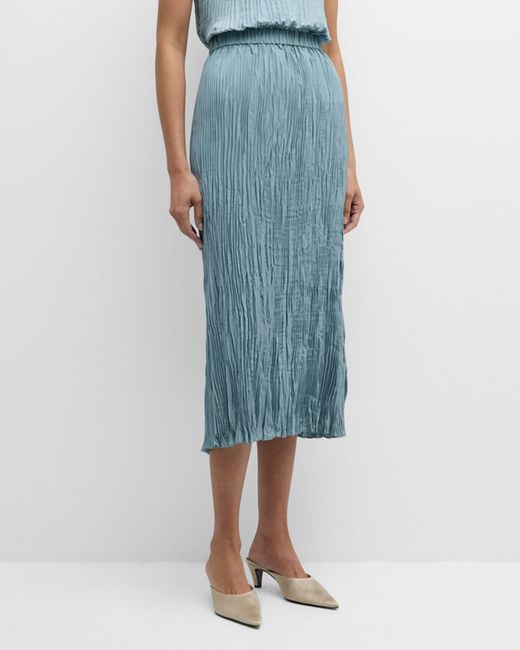 Eileen Fisher Crinkled Pleated Straight Midi Skirt