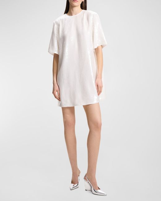 Theory Sequined Short-Sleeve T-Shirt Mini Dress
