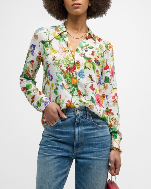 L'agence Holly Botanical Button-Front Blouse